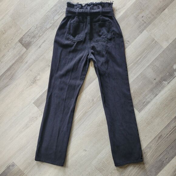 Hudson Jeans Black Paper Bag Pants With Belt Sz 24 Casual Trousers - Picture 7 of 8